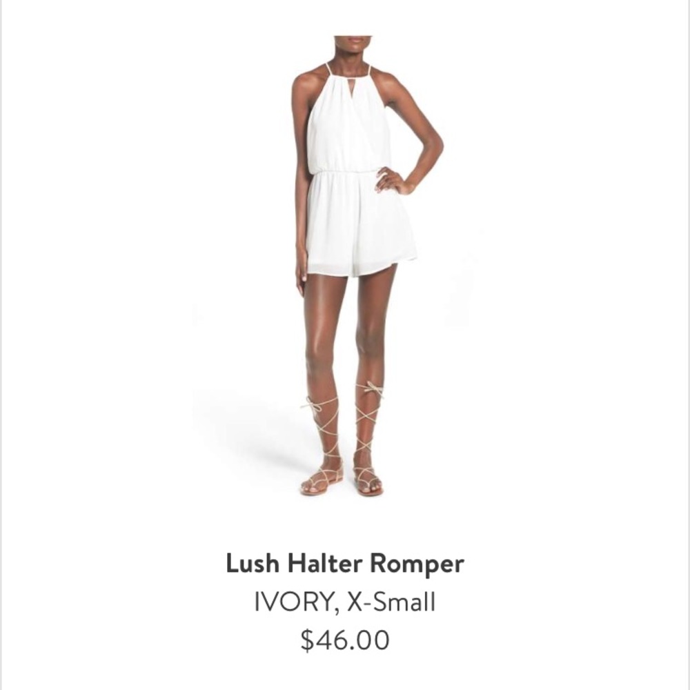 Lush Halter Romper in Ivory, size XS NWT